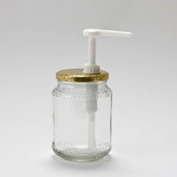 bottiglia sciroppo da 8 oz. vetro per miele con supporto MMCCHB Vaso per miele bel vetro a nido d'ape dispenser per sciroppo 